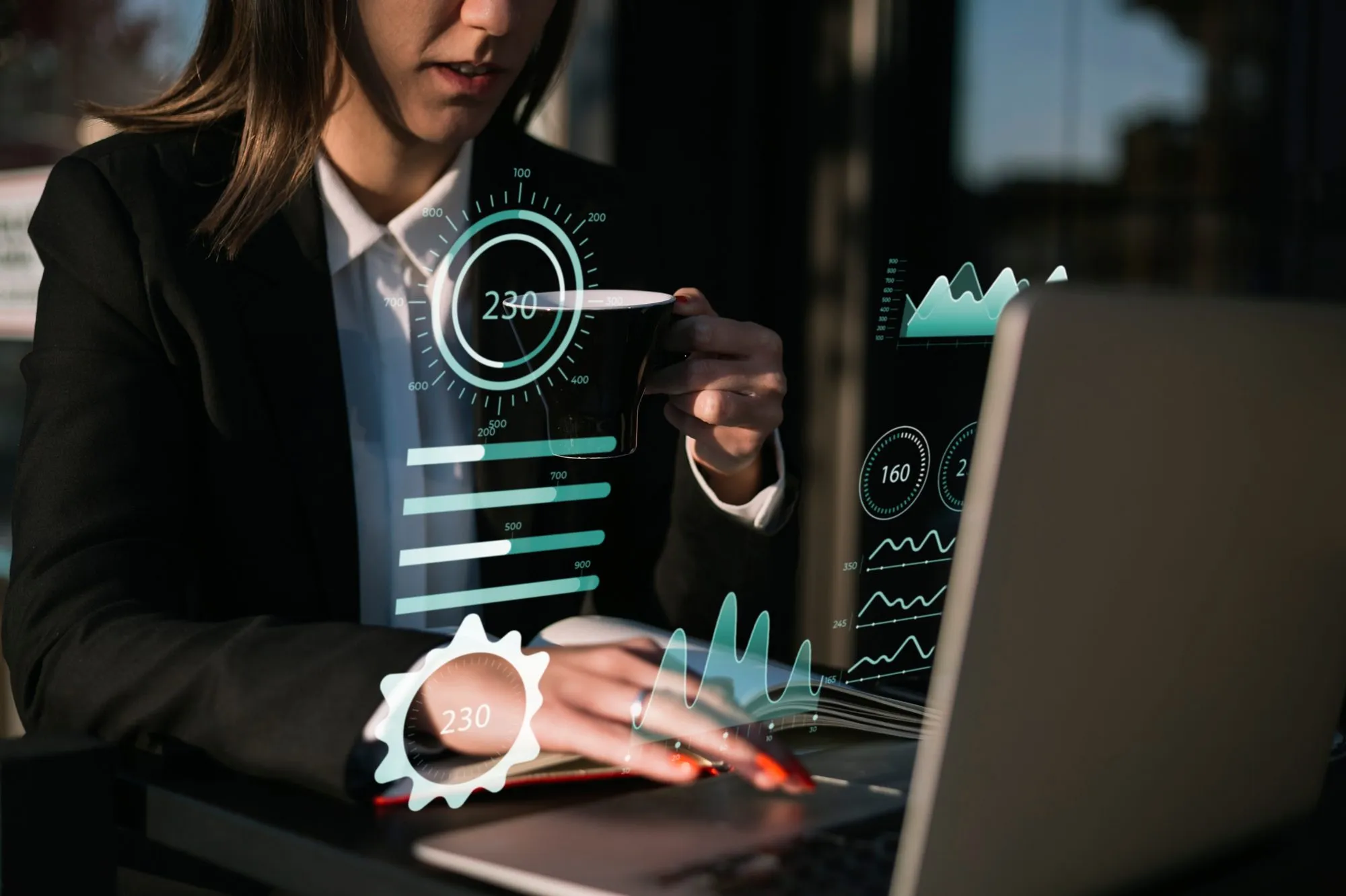 Financial professional using data visualisation software